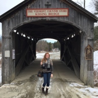 In front of the Vermont Country Store Kissing Bridge!